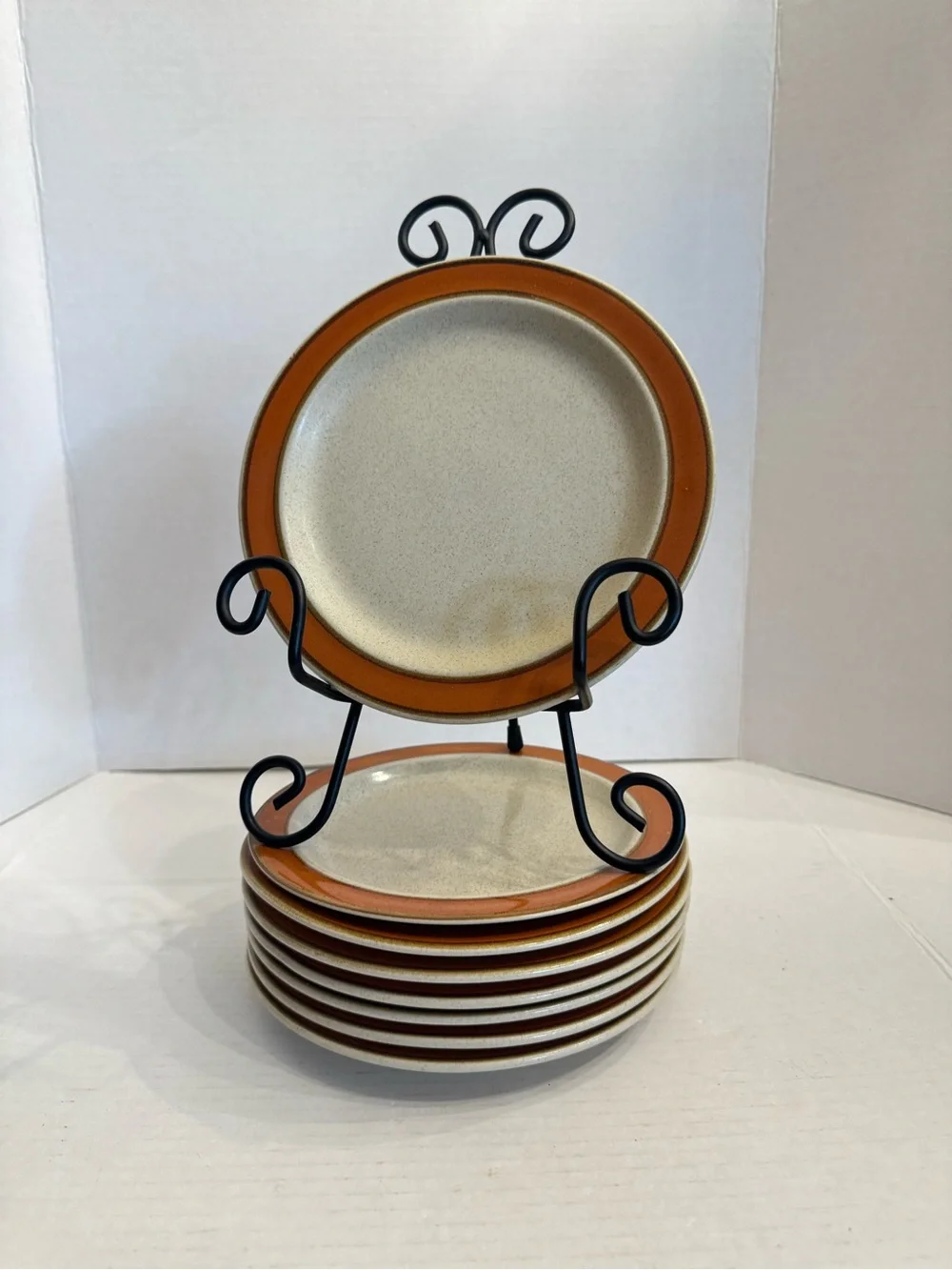 Lot of 4 Sears Sahara Orange Rim Salad Plate 7 1/8